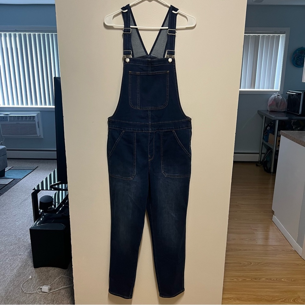 J Crew Factory Skinny Jean Overalls Woman's Size Large New - Picture 2 of 12